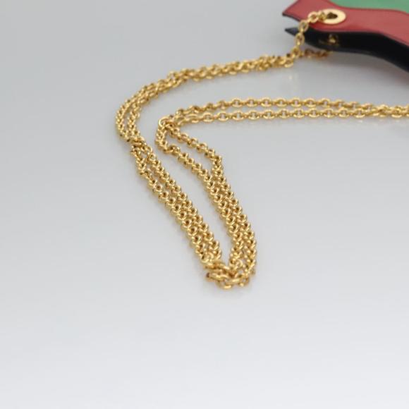 CELINE Chain Shoulder Bag Leather Multicolor Gold Auth BD096A - Picture 7 of 16